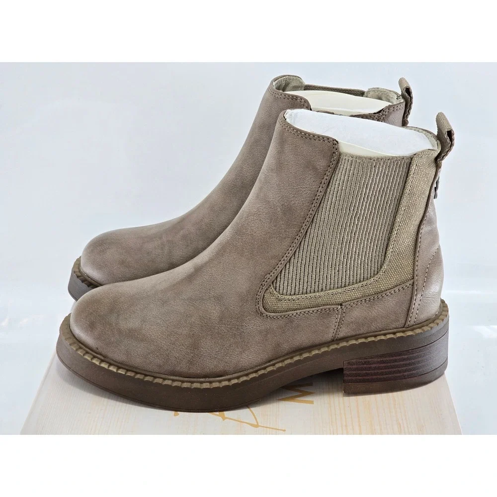 Blowfish Malibu Vera Ankle Boots Womens 6 Mushroom Canvas Zip Up - New